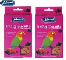2 PACK JOHNSONS PARROT PARAKEET FRUITY BISCUIT TREAT BARS EGG WILD BERRY FLAVOUR