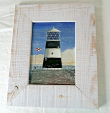 Blue Whitehouse Print Wall Hanging Martin Wiscombe Folk Art Wood Frame Nautical