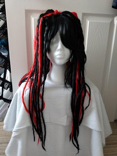 Red black goth dreadlock wig - goth,