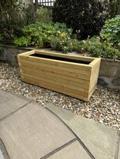 Wooden Garden Planter Fully Lined Raised Bed Veg Trough 90cm L x 30cm W x 40cm H