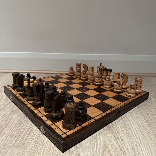 Vintage handmade wooden - vintage, chess
