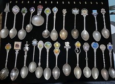Selection Of 25+ Collectable Spoons Some Silver Plated Displayed Only