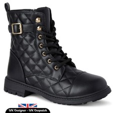 Girls Kids Ankle Boots Lace up