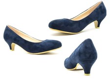 LADIES WOMENS LOW KITTEN HEEL WORK COURT EVENING GIRLS SHOES PUMPS SIZE 3-12shoe