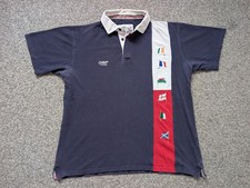 Cotton Traders Polo Shirt Mens Large Blue Rugby 6 Nataions Team Flags Classics