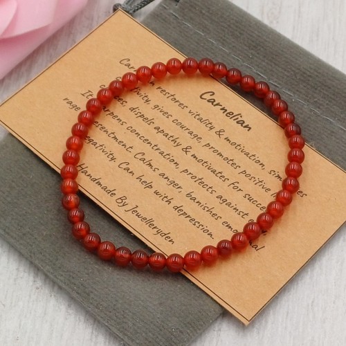 Red carnelian bracelet stretch - red,