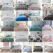 Reversible Duvet Quilt Cover Bedding Set Single Double King Size With Pillowcase