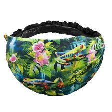 Tropical Tree Frog headband head hair band elasticated chemo rainforest flower