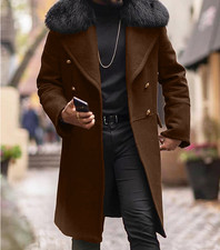 Men's Fur Trench Coat Winter