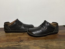 Mens CLARKS Unstructured  Black Grained Leather Shoes ~Stitched Soles~  UK 8 G 