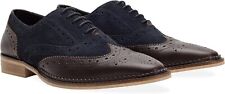 Redfoot Mens Leather & Suede  Oxford Gatsby Brogue Shoes Navy & Brown UK 12