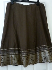 Lady's Sage Green Viscose Midi Skirt with Sequins and Sewing at Hem 18 W40" L29"