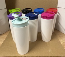 White plastic drinks tumblers - plastic,