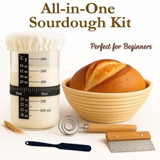 Sourdough Starter Kit, Starter Jar set, Bread Maker Tool Kit 9'' Proofing Basket