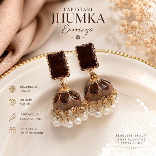 Elegant brown pearl jhumka - ✨,