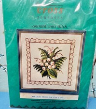 Vtg Counted Cross Stitch Kit Lilies Lily Of The Valley Cross Purposes A18  17x17