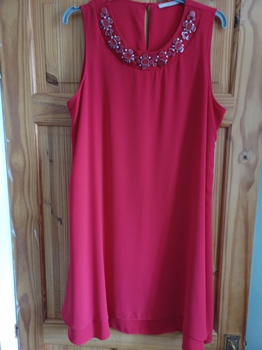 Red dress with beaded detail