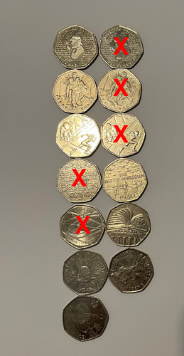 Rare 50p circulated coins - rare,