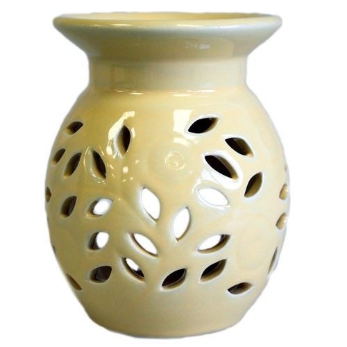 Floral oil burner - floral, -yellow
