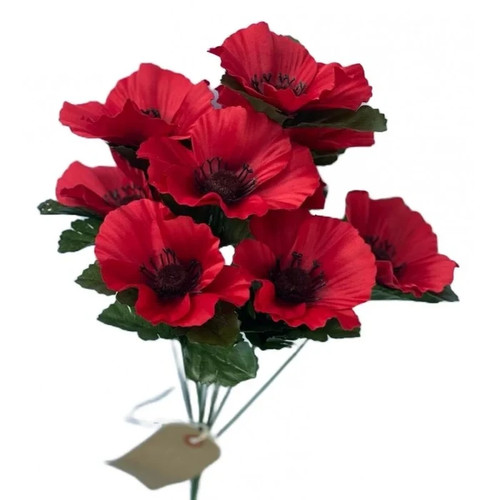 Artificial poppy bush stem - poppy,