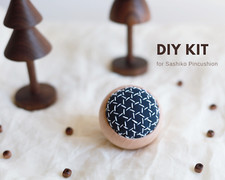 Sashiko Wooden Base Pincushion