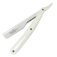 Straight Cut Throat Razor - White Razor with 5 Extra Blades