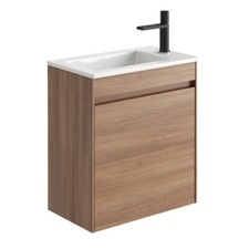 Small Bathroom Sink Compact Cloakroom Wall Vanity Unit 440 550mm Oak White Grey