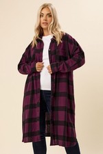Yours Curve Women's Plus Size Longline Check Shirt