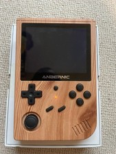 Anbernic RG 351V Wood Grain Handheld Gaming Console Retro Emulator Boxed w/Case