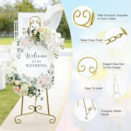 Golden scroll metal easel - metal,