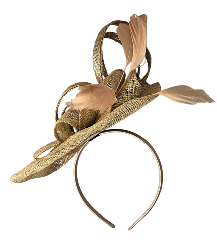 New gold sinamay fascinator - gold,