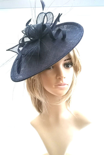 Navy blue fascinator shaped - blue,