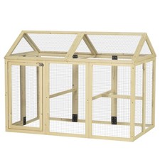 PawHut Chicken Run, Wooden Chicken Coop w/ Combinable Design-Natural Wood Finish