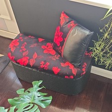 Black Rattan Storage Chest - Window Seat - Conservatory - Hallway - Black & Red