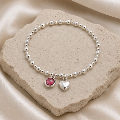 Silver heart birthstone - heart,