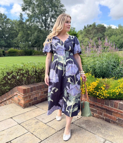 Midi dress navy floral - midi,