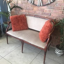 Vintage Bamboo twin seat sofa settee reading chair conservatory garden room loun