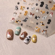 Nail Art Stickers Cute Puppy Dogs 3D Design for Gel Nails Manicure Decor