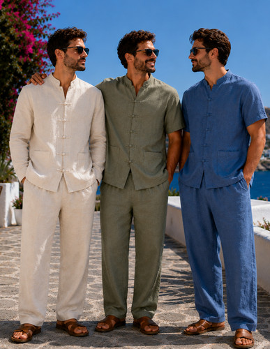 Men 2pcs linen beach ord - 2pcs,