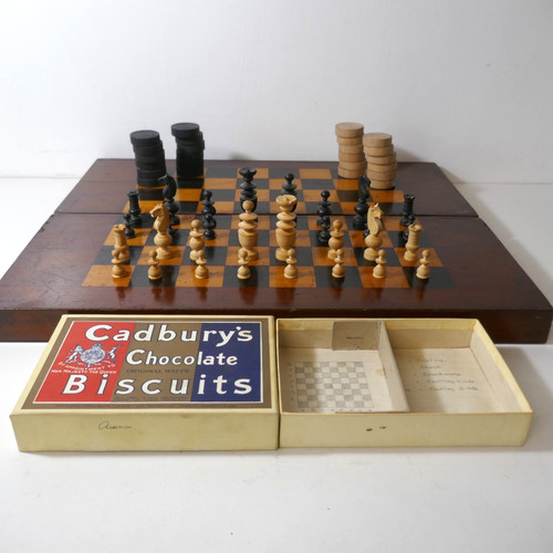 Antique wooden chess board - chess,