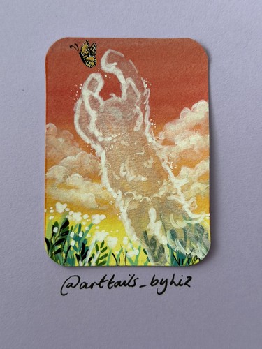 Aceo sunset ghost kitty - ghost,