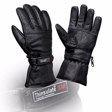 Thermal Motorbike Motorcycle Leather Gloves Waterproof Protection Genuine