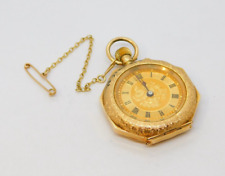 Victorian 14ct Gold Cased & Enamel Ladies Pocket Watch Antique c1890
