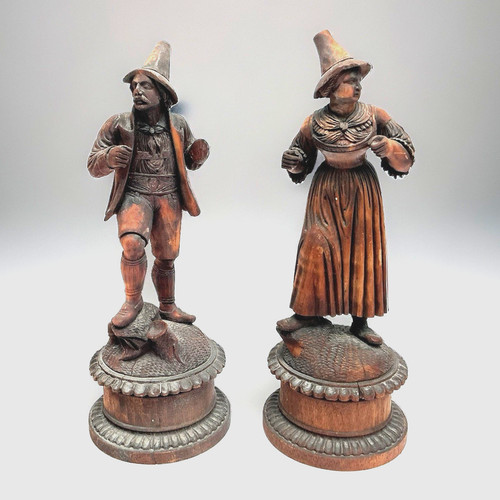 Pair antique carving carved - pair,