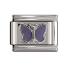 Purple Butterfly Italian Charm Link 9mm Silver Fits All Italian Charms Bracelet