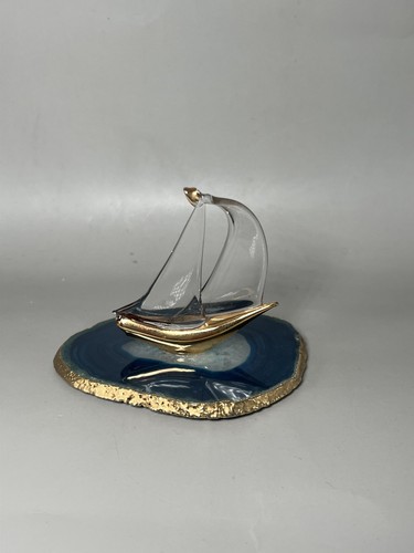 Glass baron sailboat figurine - sailboat,