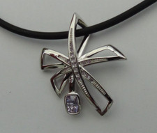 Stylish Pierre Lang Chrome Pendant with Mauve & Diamond stones with Necklace