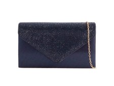 Navy Diamanté Jewelled Clutch Bag