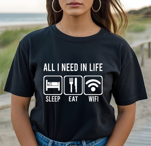 Sleep eat wifi shirt - sleep, novelty