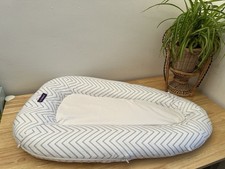 Clevamama Snuggle Nest Baby Sleep Pod From Birth - 6 Months Grey Chevron Stripe